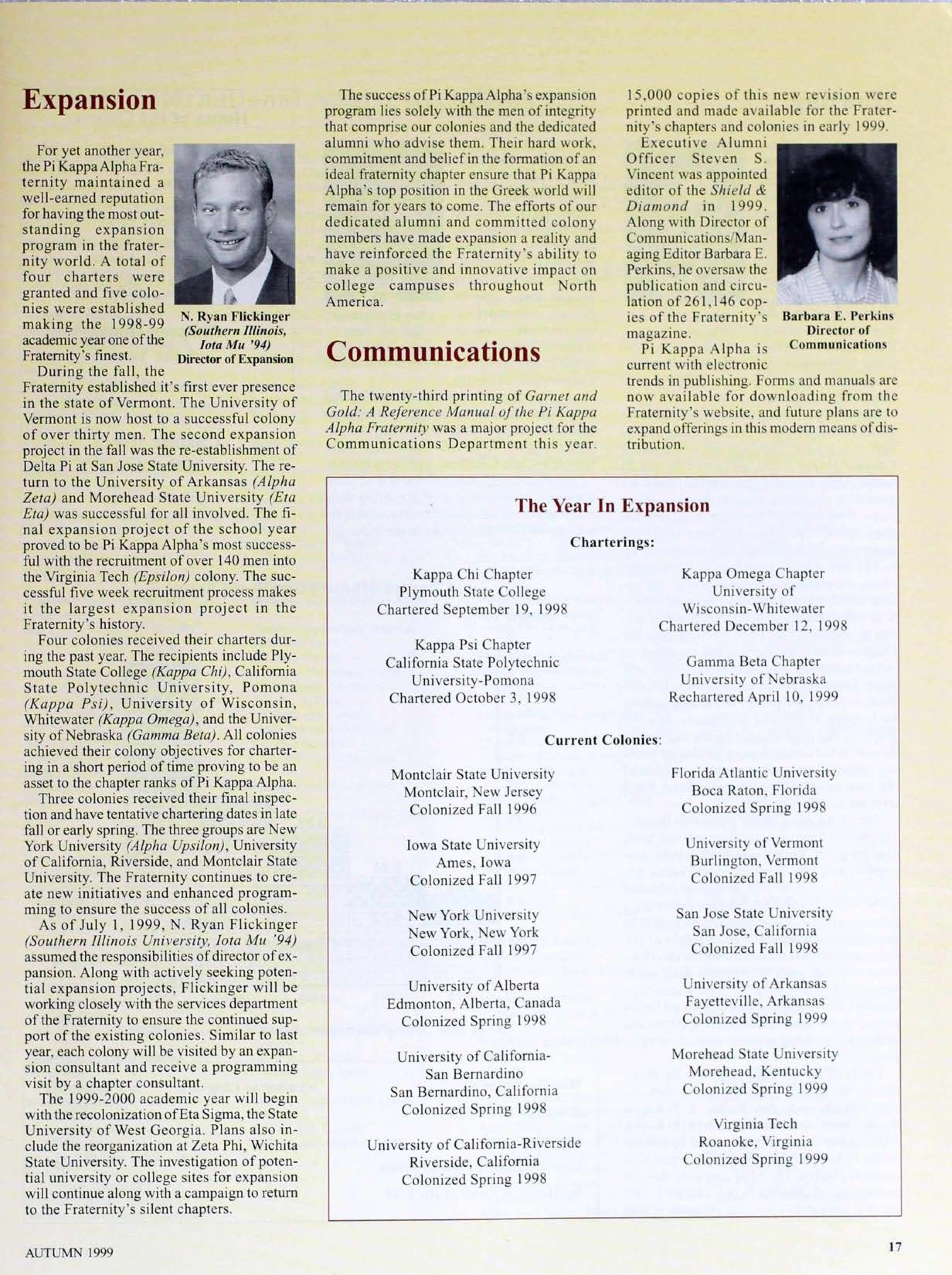 The Year in Expansion, Autumn 1999